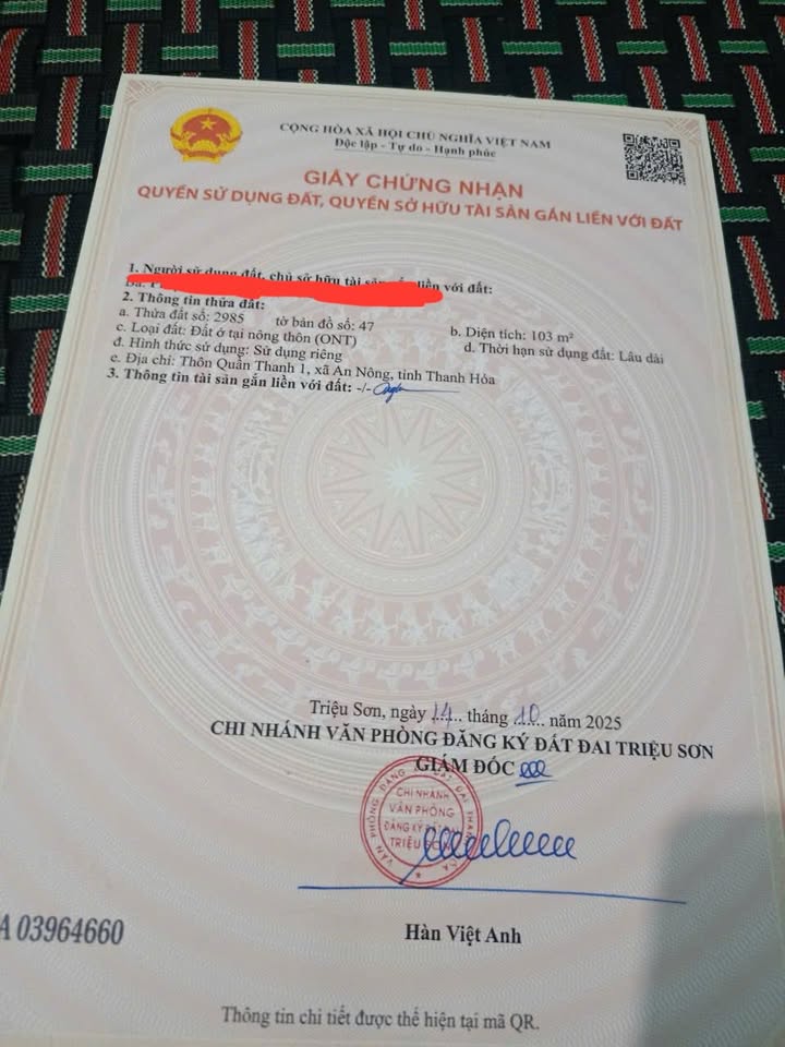 Đất nền An Nông Triệu Sơn 100m² giá 300 triệu - Cơ hội đầu tư tuyệt vời!