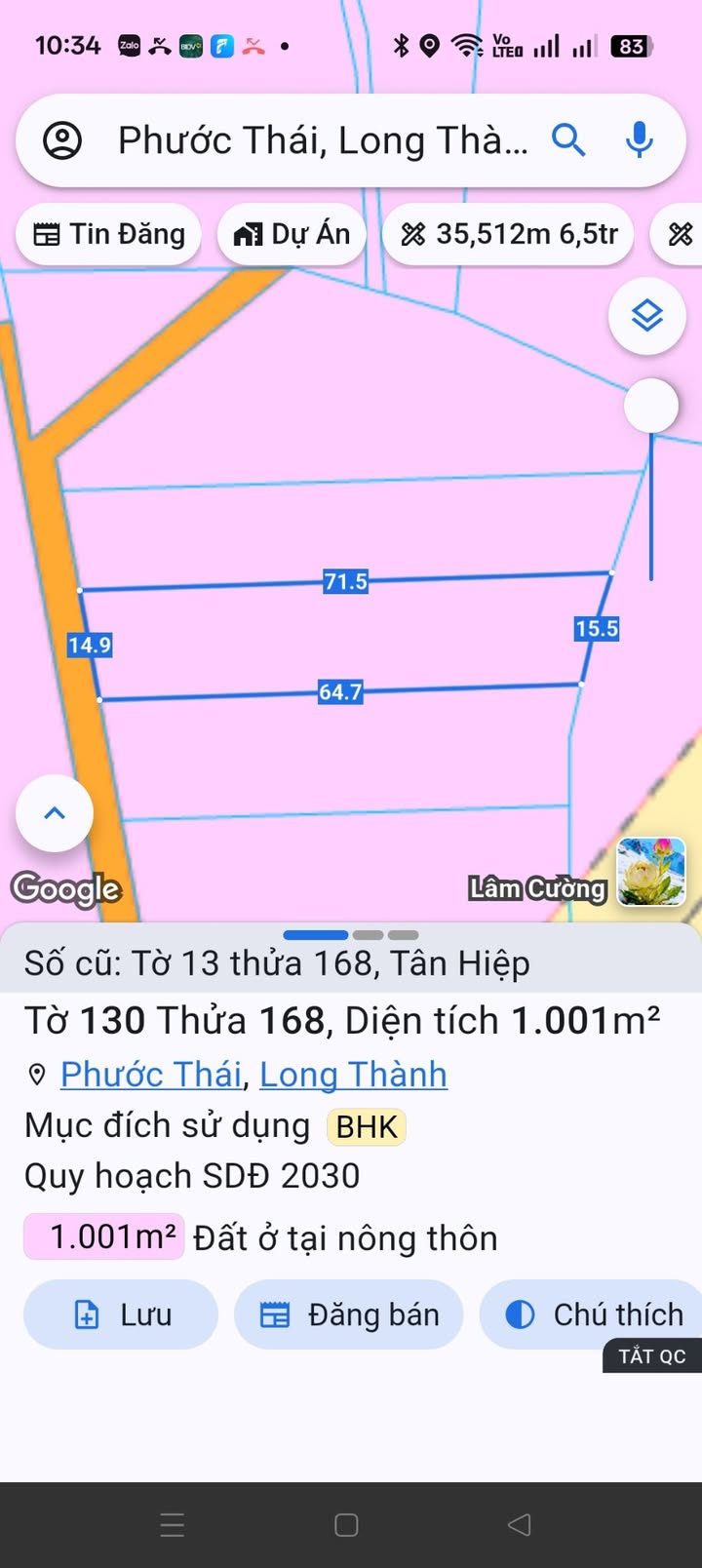 Đất nền Phước Thái, Long Thành 1050m² giá 2.2 tỷ - Cơ hội vàng cho nhà đầu tư!
