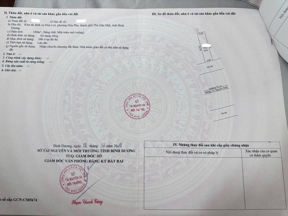 Đất nền mặt tiền Võ Nguyên Giáp, Hòa Phú, Thủ Dầu Một 100m² - Giá chỉ 5.5 tỷ!