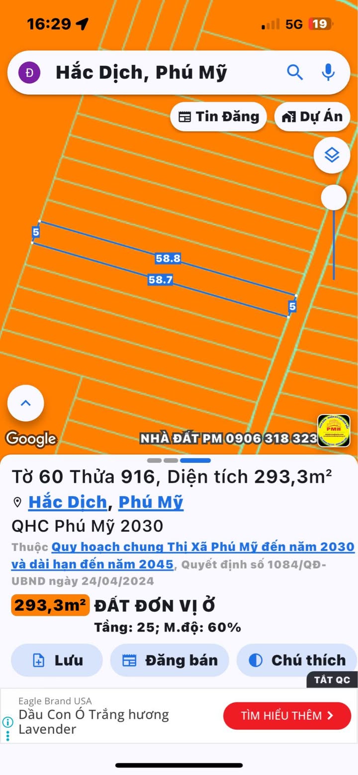 Đất nền Hắc Dịch, Phú Mỹ 293m² giá thỏa thuận - Cơ hội đầu tư hấp dẫn!