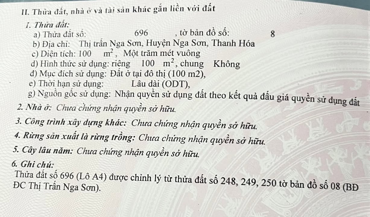 Đất nền tại thị trấn Nga Sơn 100m² - Vị trí đắc địa, tiềm năng sinh lời cao!