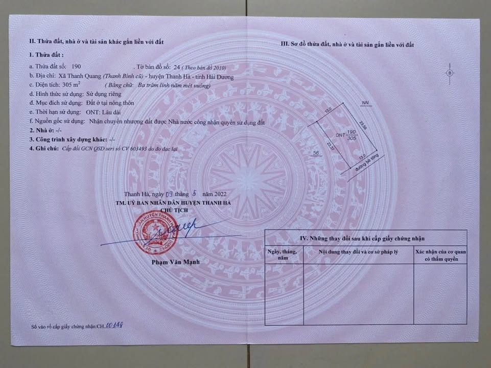 Đất thổ cư 1005m² tại Thanh Quang - Thanh Hà, giá chỉ 2 tỷ - Đầu tư sinh lời!