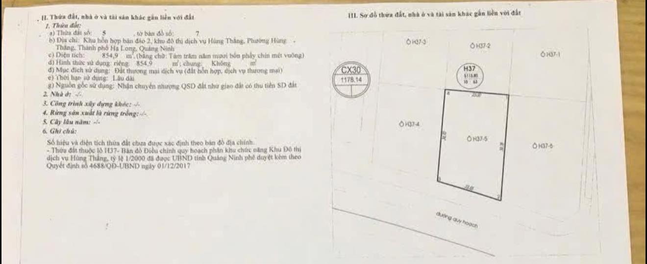 Bán lô đất KĐT Dịch vụ Hùng Thắng Hạ Long 854,9m² - Đầu tư sinh lời vượt trội!
