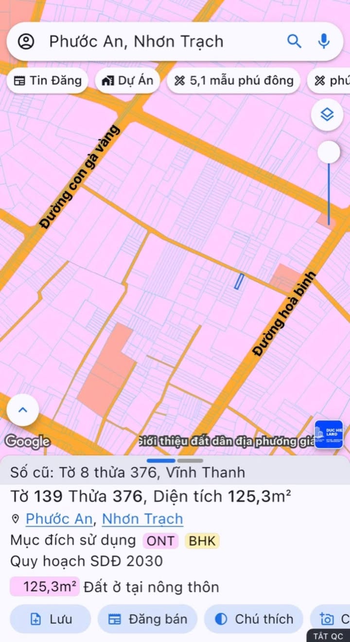 Đất nền Vĩnh Thanh, Nhơn Trạch 125m² giá 2.85 tỷ - Sổ đỏ chính chủ, ô tô né nhau!