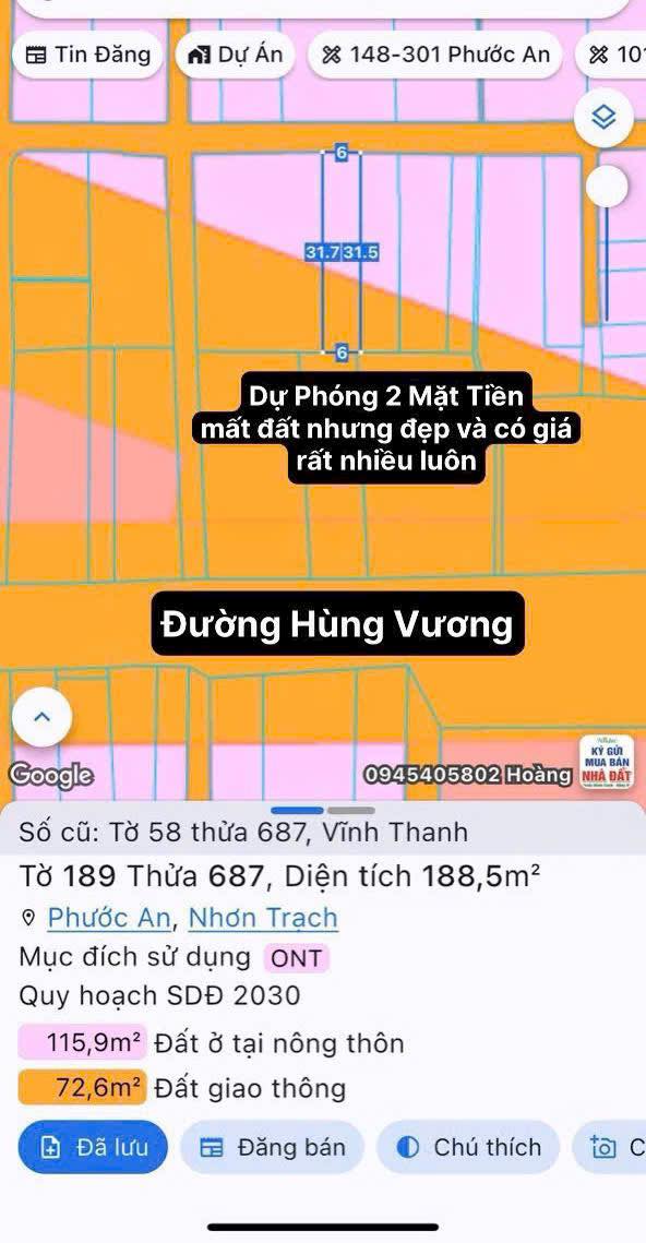 Lô đất Phước An, Nhơn Trạch 186m² chỉ 2.326 tỷ - Đầu tư sinh lời ngay!