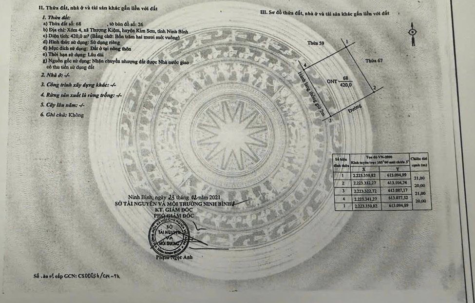 Bán Lô Đất Biệt Thự 420m² Xã Phát Diệm - Hướng Đông Nam, Giá 2.15 Tỷ!