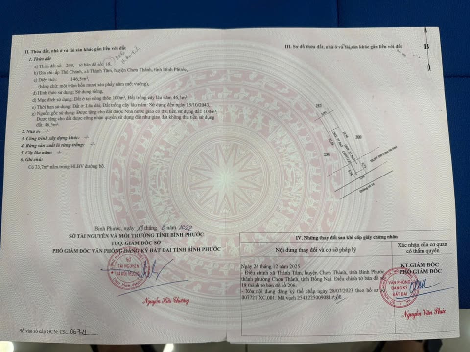 Bán đất Thành Tâm, Chơn Thành 146.5m² - Pháp lý sổ hồng, giá thương lượng!