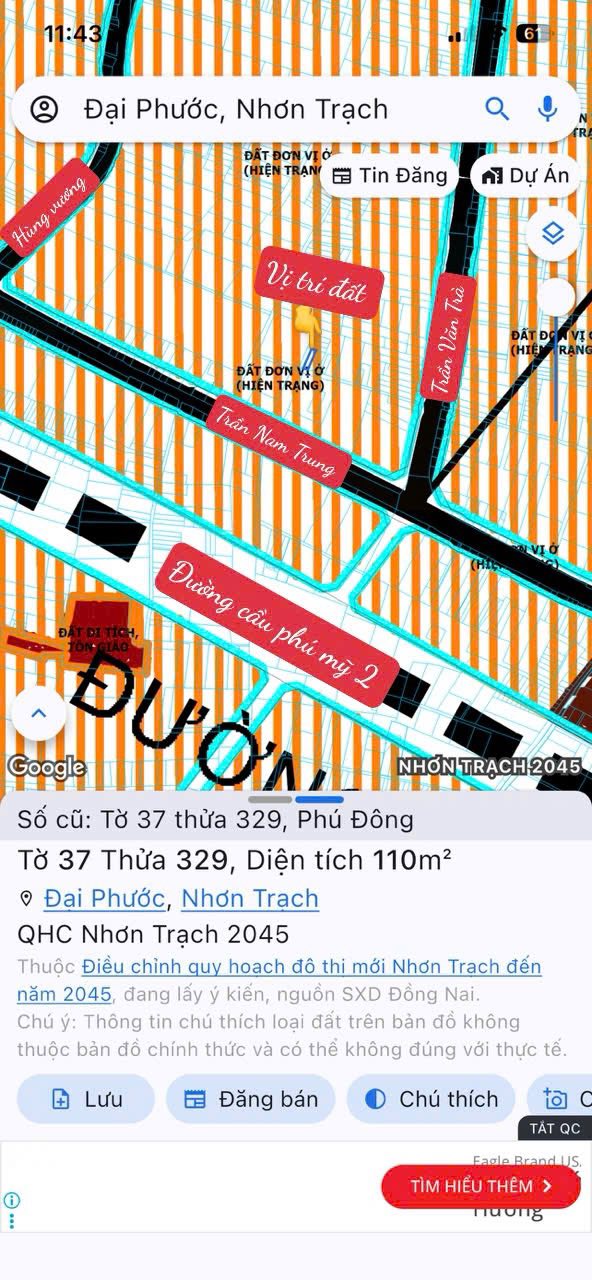 Đất nền Nhơn Trạch 110m² giá 2.35 tỷ - Sổ đỏ chính chủ, vị trí đắc địa!