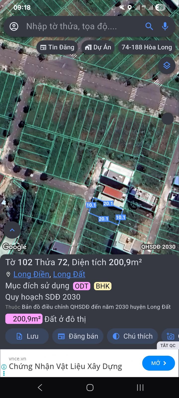 Đất thổ cư tại thị trấn Long Điền 200m² giá 3.6 tỷ - Đầu tư sinh lời ngay!