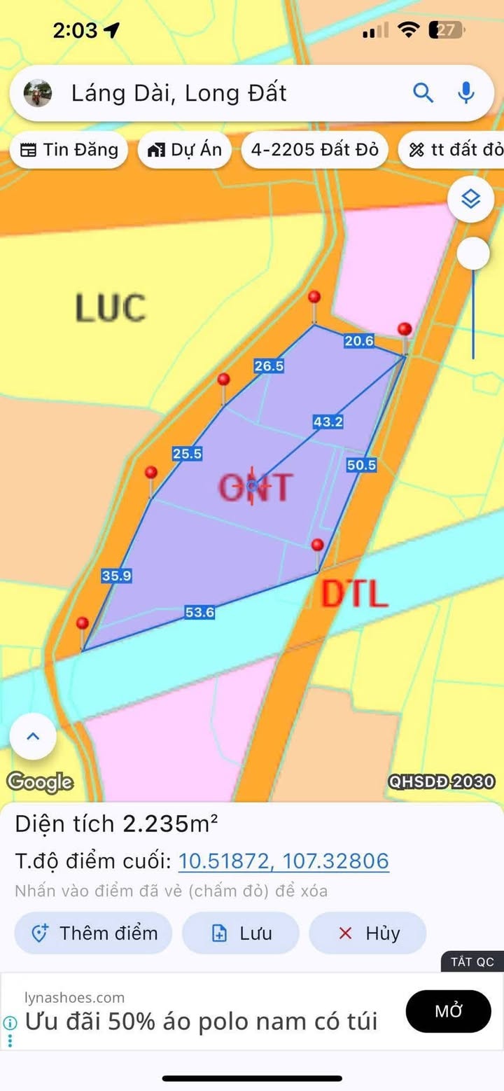 Đất nền Láng Dài, Đất Đỏ 2200m² giá từ 1.9 tỷ - Mặt tiền 50m, đầy tiềm năng!
