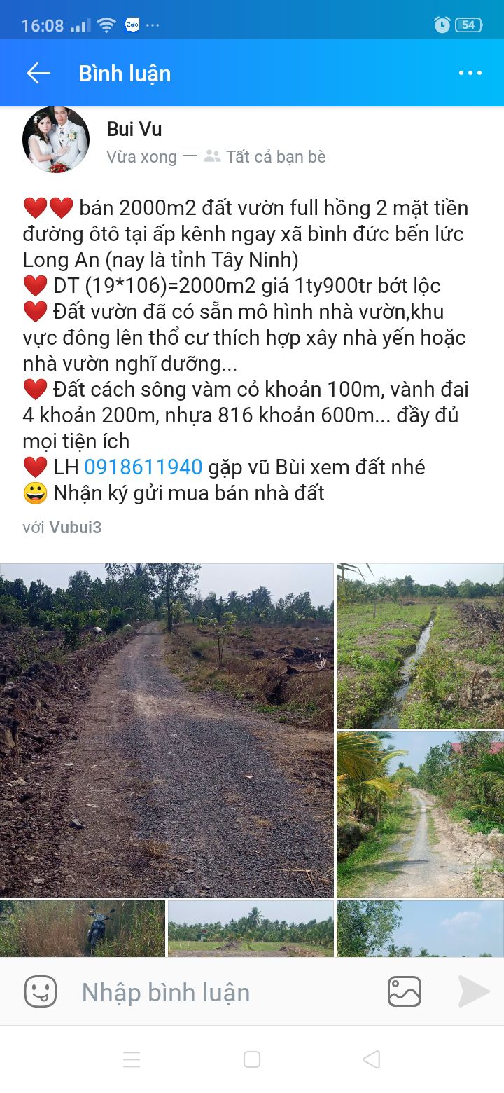 Đất vườn 2000m² Bến Lức, Long An - Giá 1,9 tỷ, 2 mặt tiền ô tô!