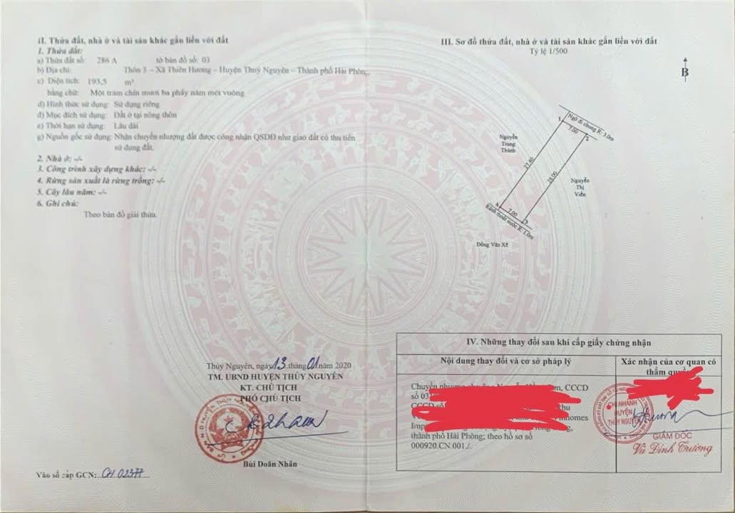 Đất nền 193m² phường Thiên Hương, Hải Phòng - Hướng Đông Bắc, Ô tô vào tận nơi!