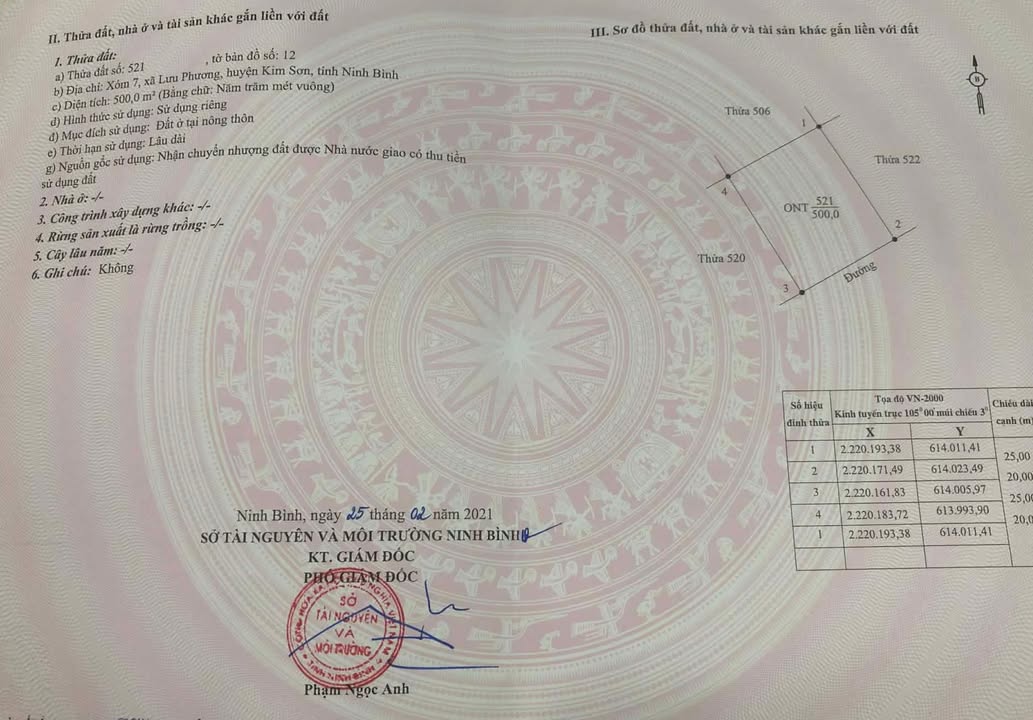 Bán lô đất biệt thự 500m² tại khu đô thị mới Lưu Phương - Giá 4.5 tỷ, hướng Đông Nam!