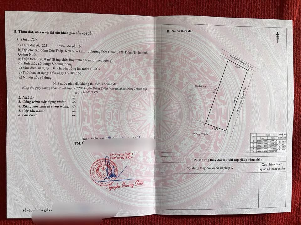 Đất nền 2 mặt tiền tại Đức Chính, Đông Triều 720m² chỉ 200 triệu - Cơ hội đầu tư hấp dẫn!