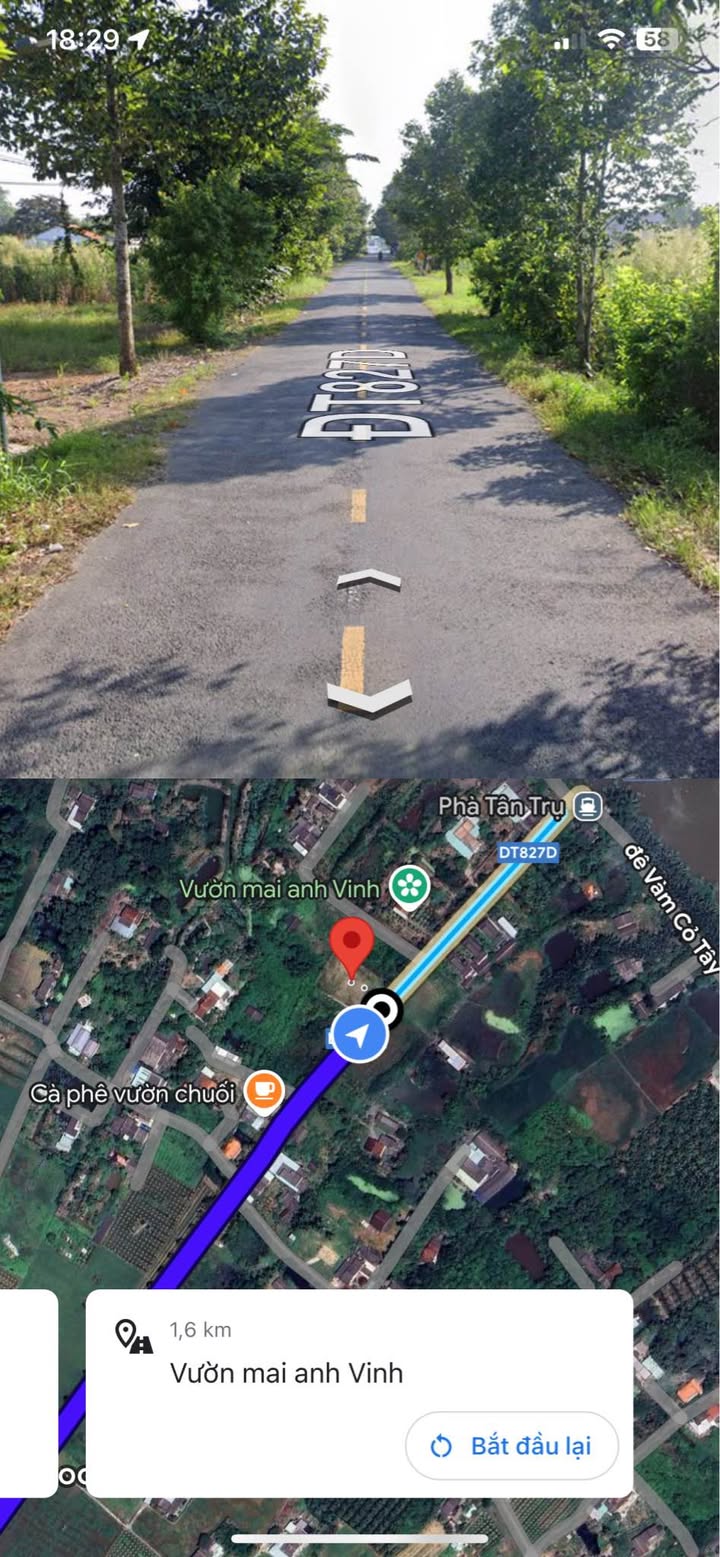 Đất mặt tiền ĐT827D 1252m² giá 3.4 tỷ - Sổ đỏ chính chủ