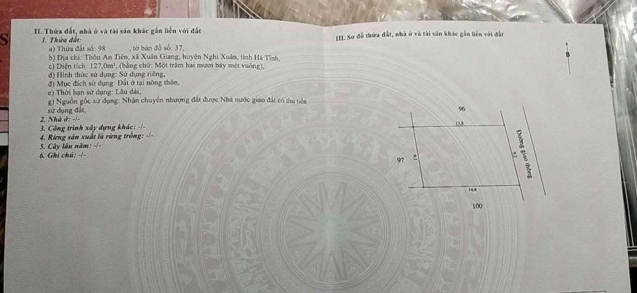 Đất nền Xuân Giang Nghi Xuân 127m² giá 800 triệu - Đường quy hoạch 10m