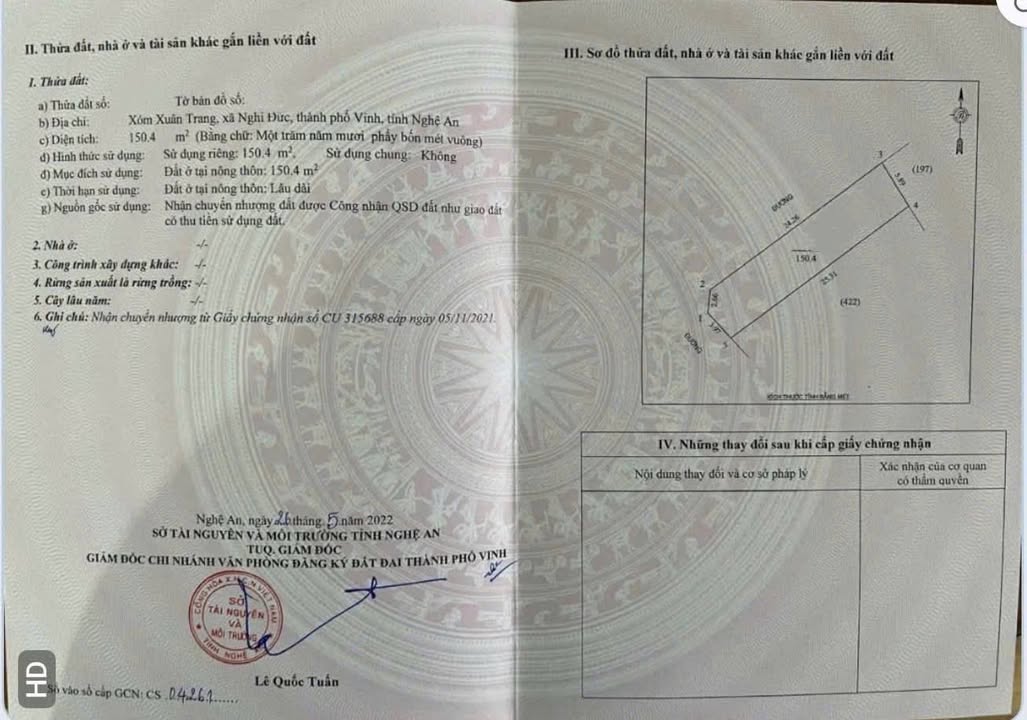 Đất lô góc 2 mặt tiền tại Nghi Đức, TP Vinh 150,4m² giá 4,15 tỷ - Đầu tư sinh lời cao!