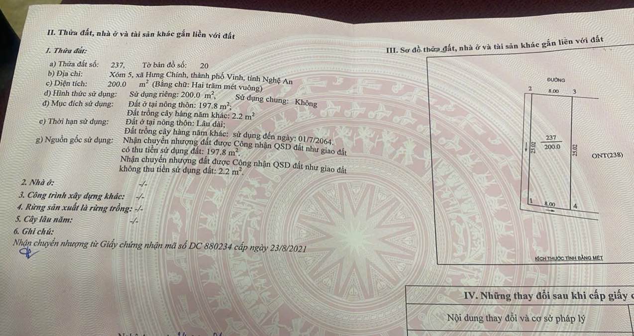 Bán lô đất Xóm 5 Hưng Chính TP Vinh 200m² giá 5.2 tỷ - Đường rộng, vị trí đắc địa!