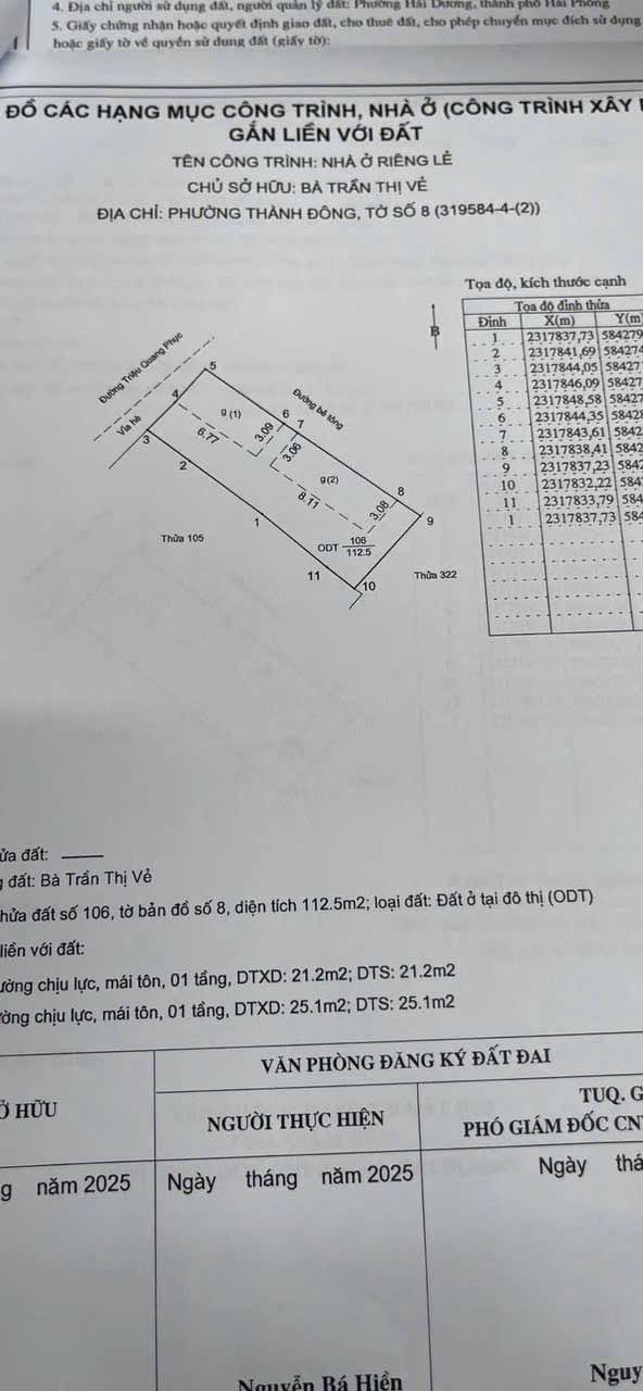 Đất nền mặt phố Triệu Quang Phục Hải Dương 112m² giá 2 tỷ - Sổ hồng chính chủ!