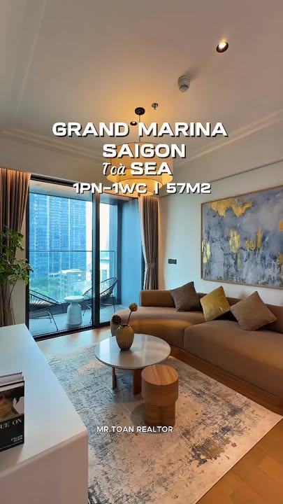 Căn hộ Grand Marina Saigon 1 phòng ngủ giá 55 triệu - View sông Sài Gòn tuyệt đẹp!