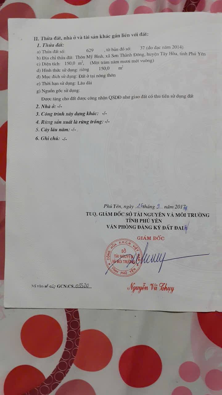 Đất thổ cư mặt tiền QL 29, Sơn Thành Đông 150m² giá 1.45 tỷ - Cơ hội đầu tư tuyệt vời!