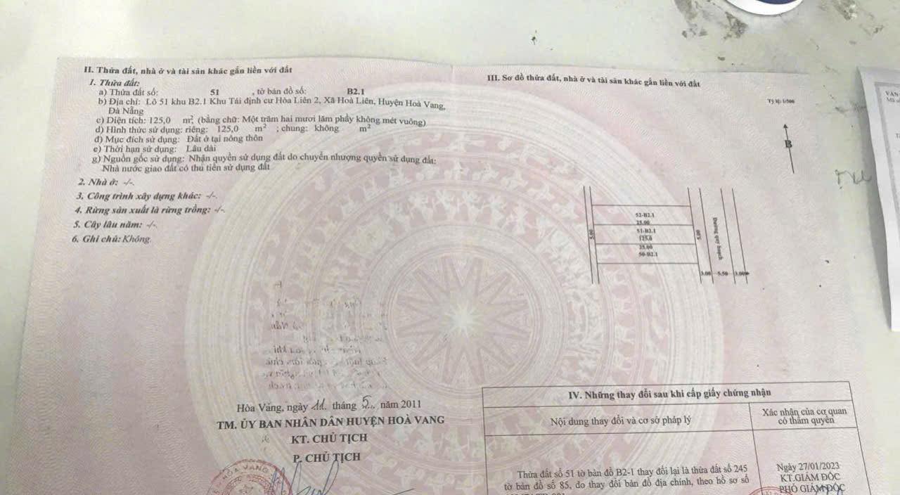 Bán đất Hòa Liên 2, Đà Nẵng 125m² giá 2,75 tỷ - Tiềm năng đầu tư lớn!