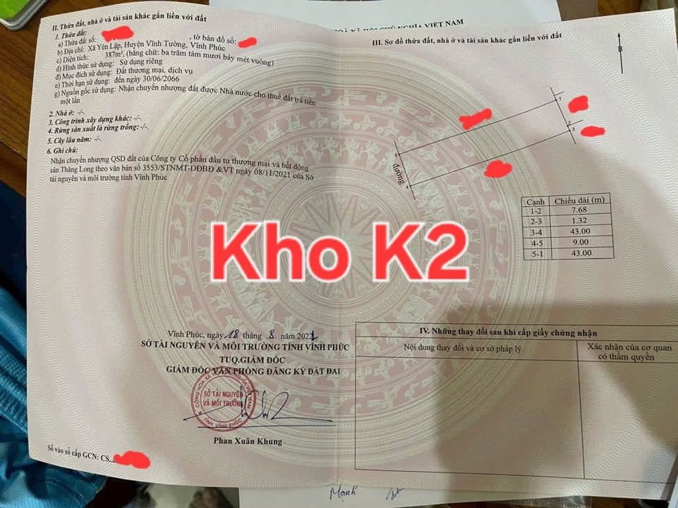 Đất nền Yên Lập Vĩnh Tường 387m² giá 5.4 tỷ - Cơ hội đầu tư hấp dẫn!