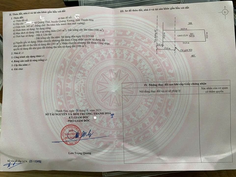 Đất nền Quảng Thái 345m² giá 5.175 tỷ - Cơ hội đầu tư hấp dẫn!