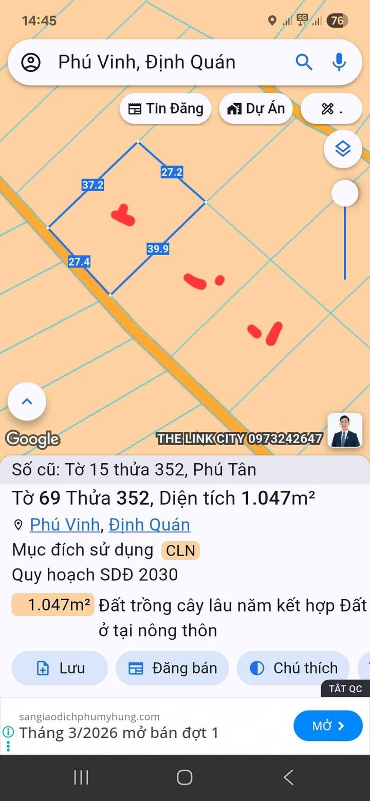 Đất liền kề 360m² tại Phú Tân, Định Quán giá chỉ 420 triệu - Đầu tư sinh lời ngay!