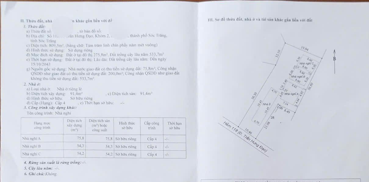 Nhà trọ mặt tiền hẻm ô tô 118 Trần Hưng Đạo, Sóc Trăng 809m² - Đầu tư sinh lời!