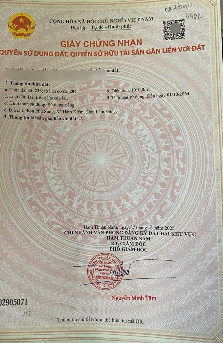 Bán đất thổ cư Hàm Cường, Hàm Thuận Nam 1010m² - Vị trí đẹp, phong thủy tốt!