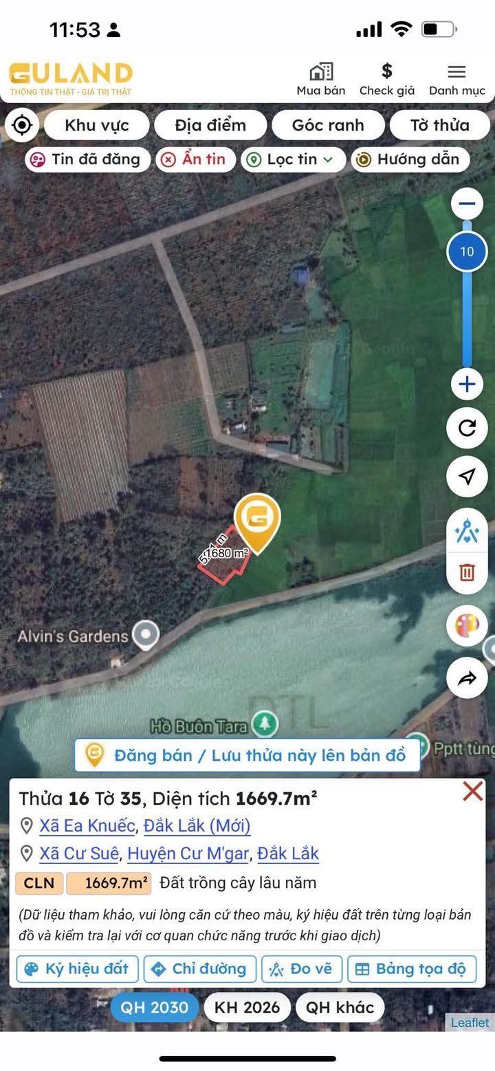 Đất mặt tiền hồ Tara, xã Hòa Đông, 900m² giá 2.2 tỷ - Cơ hội đầu tư hấp dẫn!