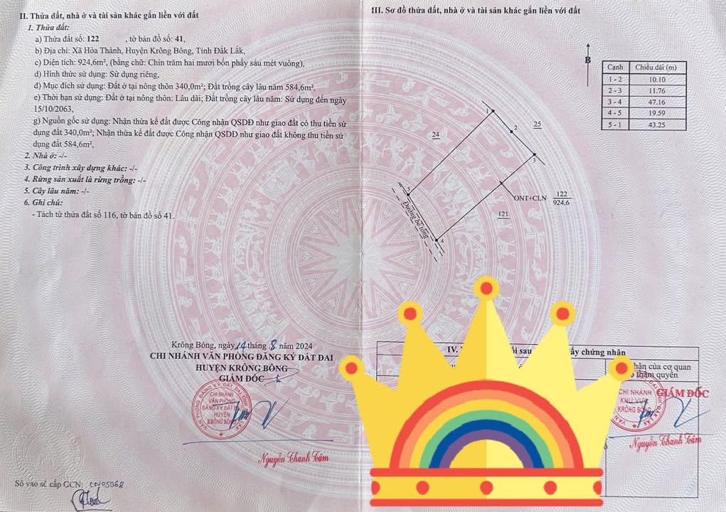 Đất thổ cư Hòa Thành 926m² giá 987 triệu - Sổ đỏ chính chủ, giao ngay!