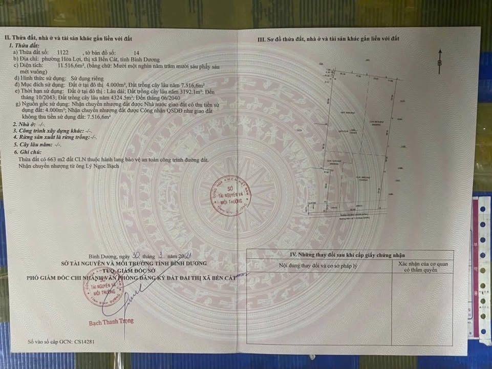 Đất nền Hòa Lợi, Bến Cát 11,516m² giá 98 tỷ - Vị trí đắc địa ngay KCN VSIP2A!