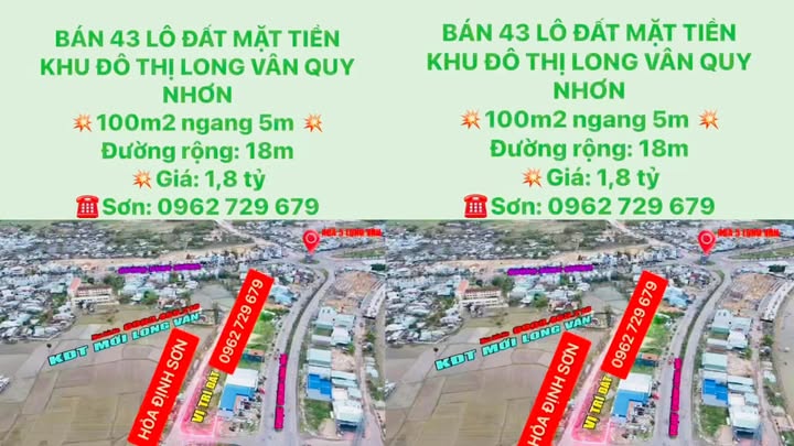 Đất nền mặt tiền khu đô thị mới Long Vân Quy Nhơn 100m² giá 2.x tỷ - Đầu tư sinh lời ngay!
