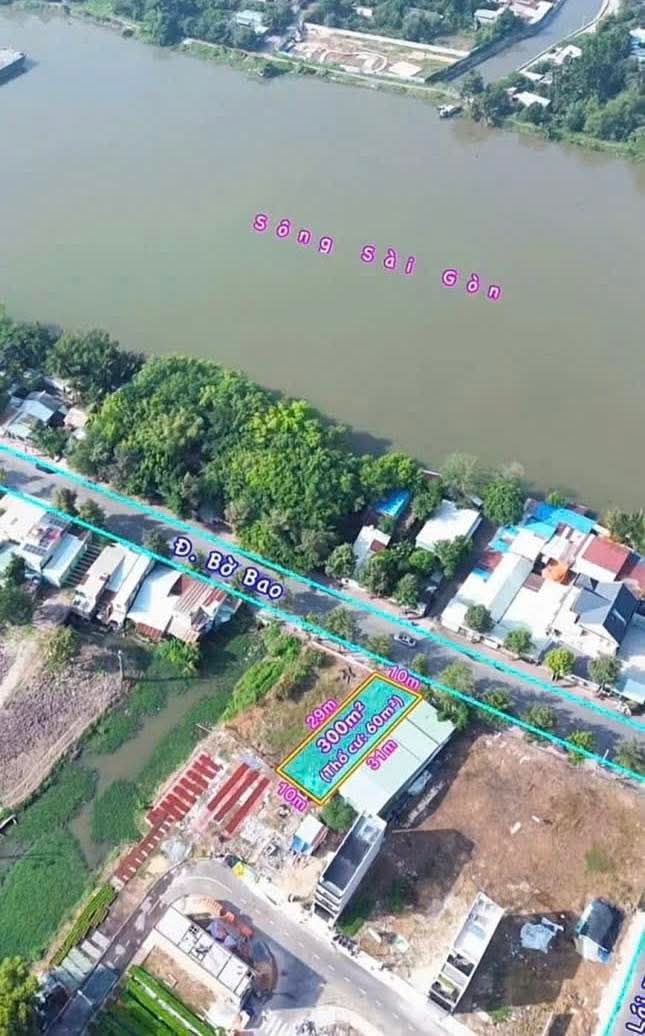 Đất mặt tiền Đê Bao Sông Sài Gòn, Thuận An, 300m² - Giá chỉ 16.5 tỷ!