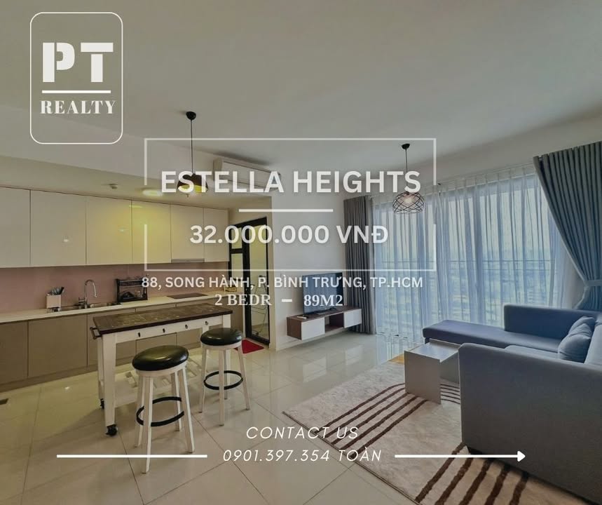 Căn hộ Estella Heights Thủ Đức 89m² giá 32 triệu - Full nội thất, chỉ việc vào ở!