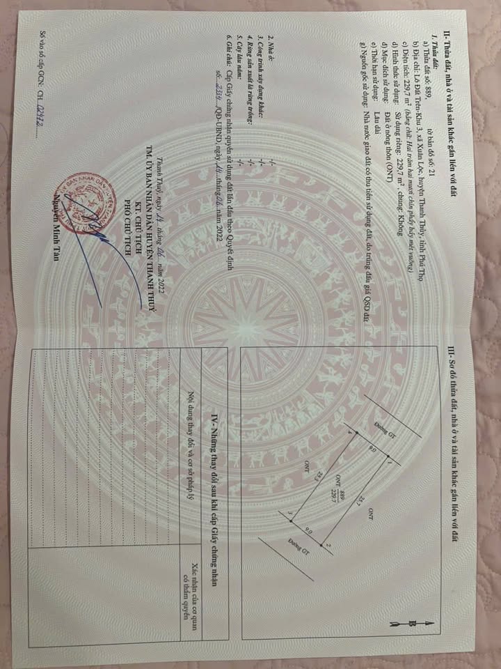 Đất đấu giá Xuân Lộc, Thanh Thủy 229.7m² giá chỉ 12 triệu/m² - Cơ hội đầu tư hấp dẫn!