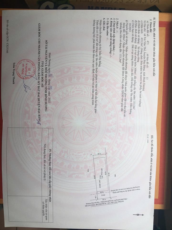 Đất thổ cư Trừ Văn Thố, Bàu Bàng 431m² giá chỉ 2.05 tỷ - Cơ hội đầu tư tốt!