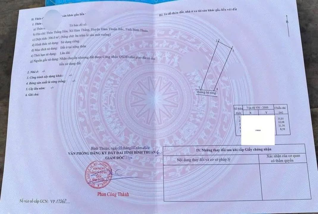 Đất thổ cư thôn Thắng Hoà, Hàm Thắng 306m² giá 2 tỷ - Nhà vườn đẹp, xe hơi vào tận nơi!