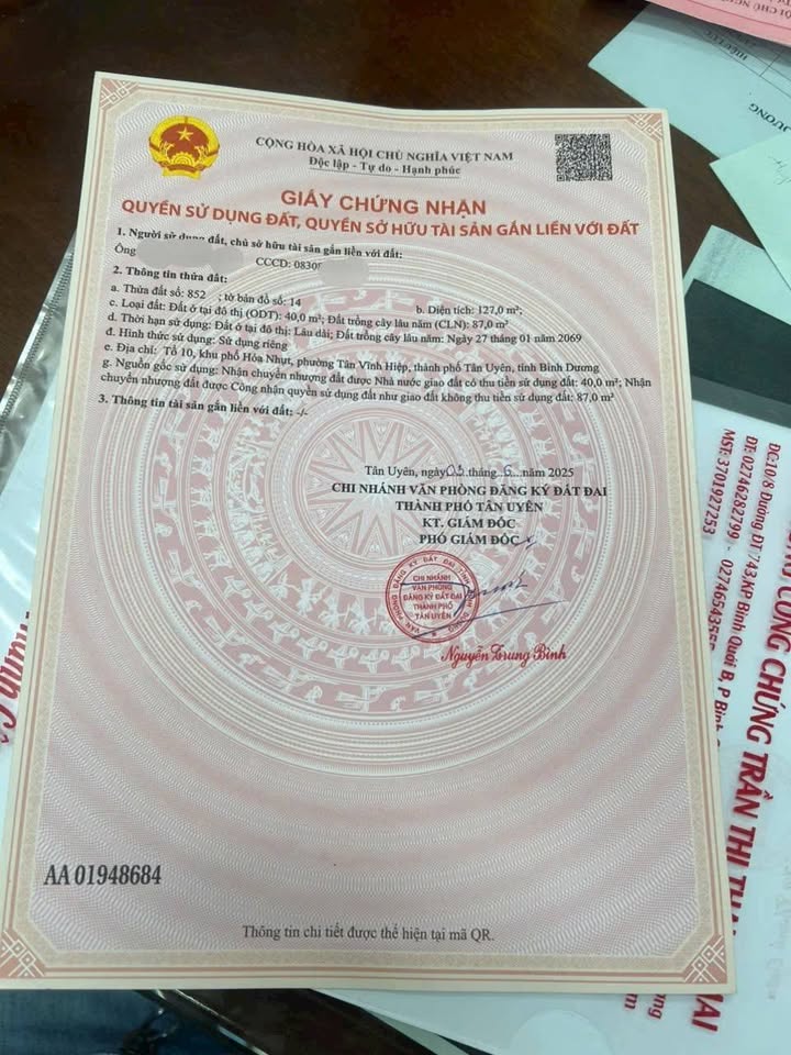 Đất nền 127m² Tân Vĩnh Hiệp, Bình Dương giá 1.65 tỷ - Cơ hội đầu tư tuyệt vời!