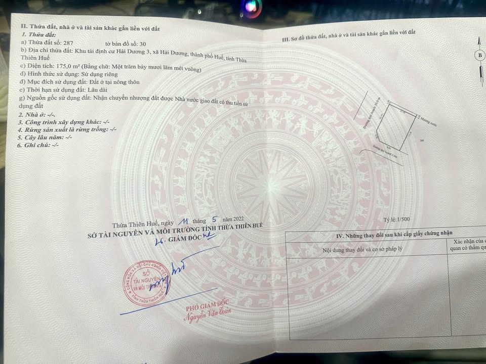 Đất lô góc 2 mặt tiền Hải Dương, TP Huế 175m² giá 2.1 tỷ - Cơ hội đầu tư lý tưởng!