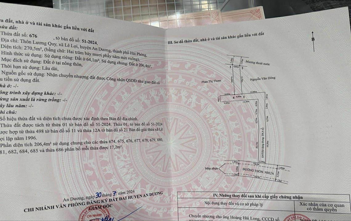 Đất nền Lương Quy Hải Phòng 62m² giá 1 tỷ - Hướng Nam, ngõ rộng, ô tô vào tận nơi!