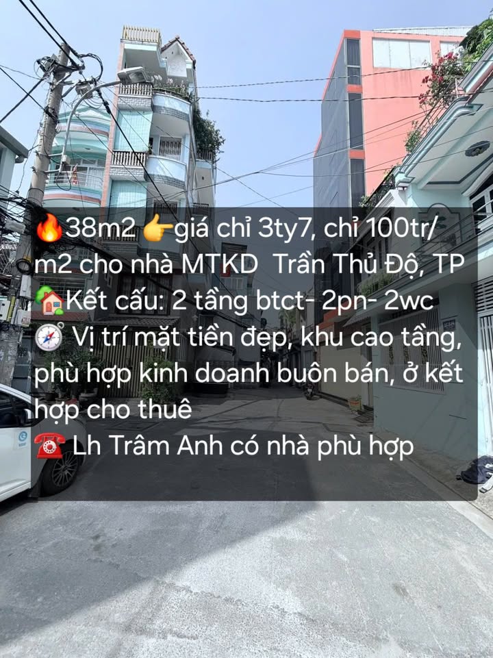 Bán gấp FrontHouse mặt tiền Trần Thủ Độ, Phú Thạnh, 38m², giá 3.7 tỷ - Đầu tư sinh lời ngay!