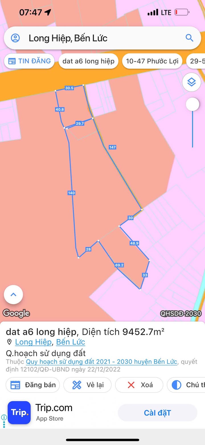 Đất TMDV mặt tiền Quốc lộ 1A, Mỹ Yên, Bến Lức 9800m² giá 147 tỷ - Cơ hội đầu tư tuyệt vời!