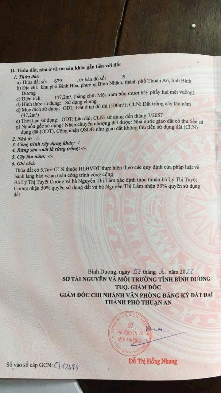 Đất nền hẻm 02 Bình Nhâm 147m² giá 2.25 tỷ - Đất thổ cư 100%!