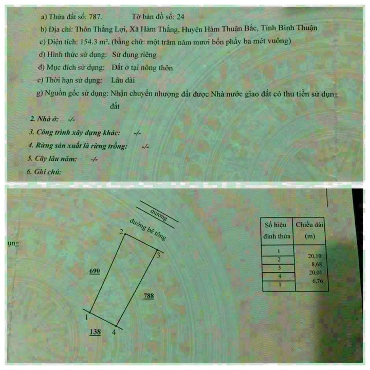 Lô đất thổ cư 154,3m² tại thôn Thắng Lợi, Lâm Đồng - Giá tốt, pháp lý rõ ràng!