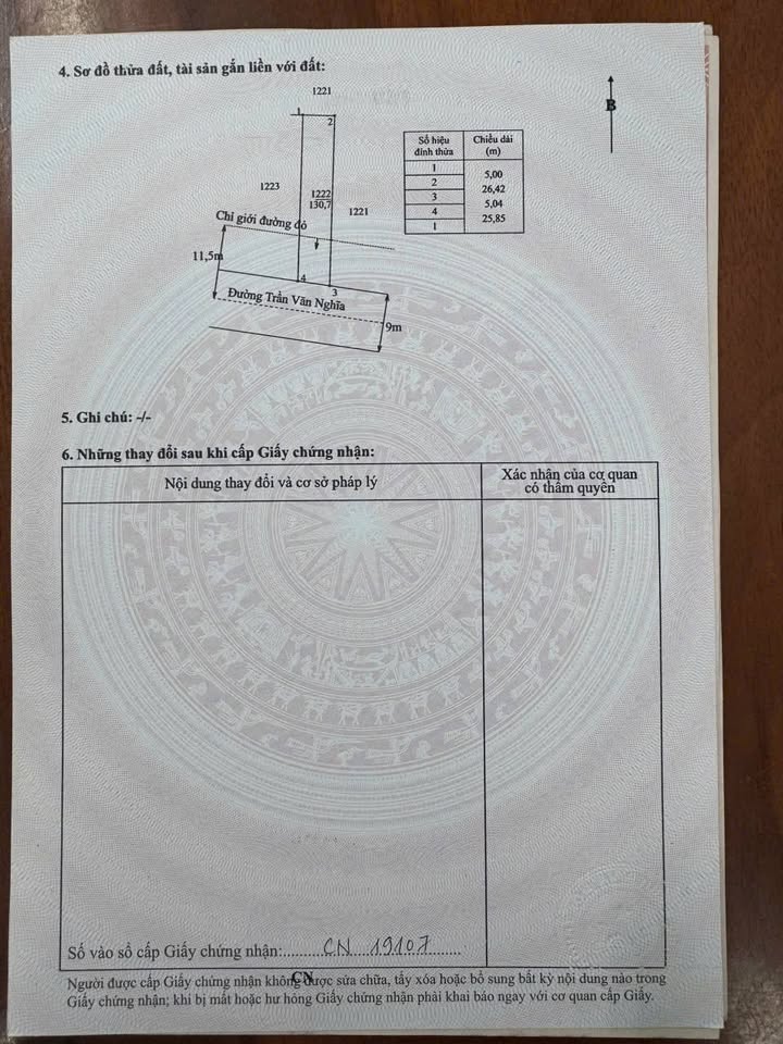 Đất thổ cư mặt tiền đường Trần Văn Nghĩa, 130m² giá 1.55 tỷ - Cơ hội đầu tư tốt!