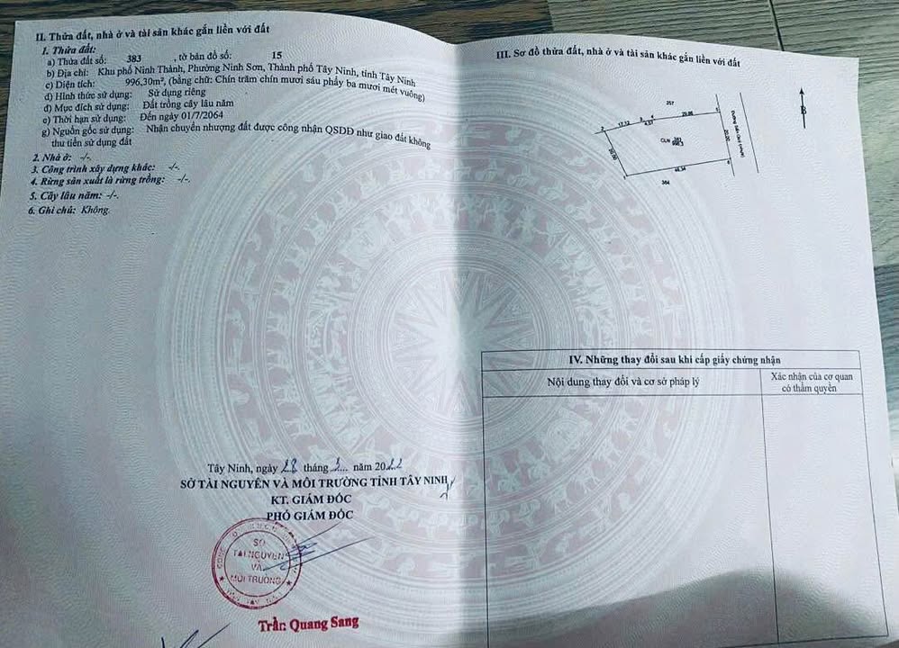 Đất nền 920m² tại đường Trần Văn Trà, Ninh Sơn, Tây Ninh - Giá chỉ 3 tỷ!