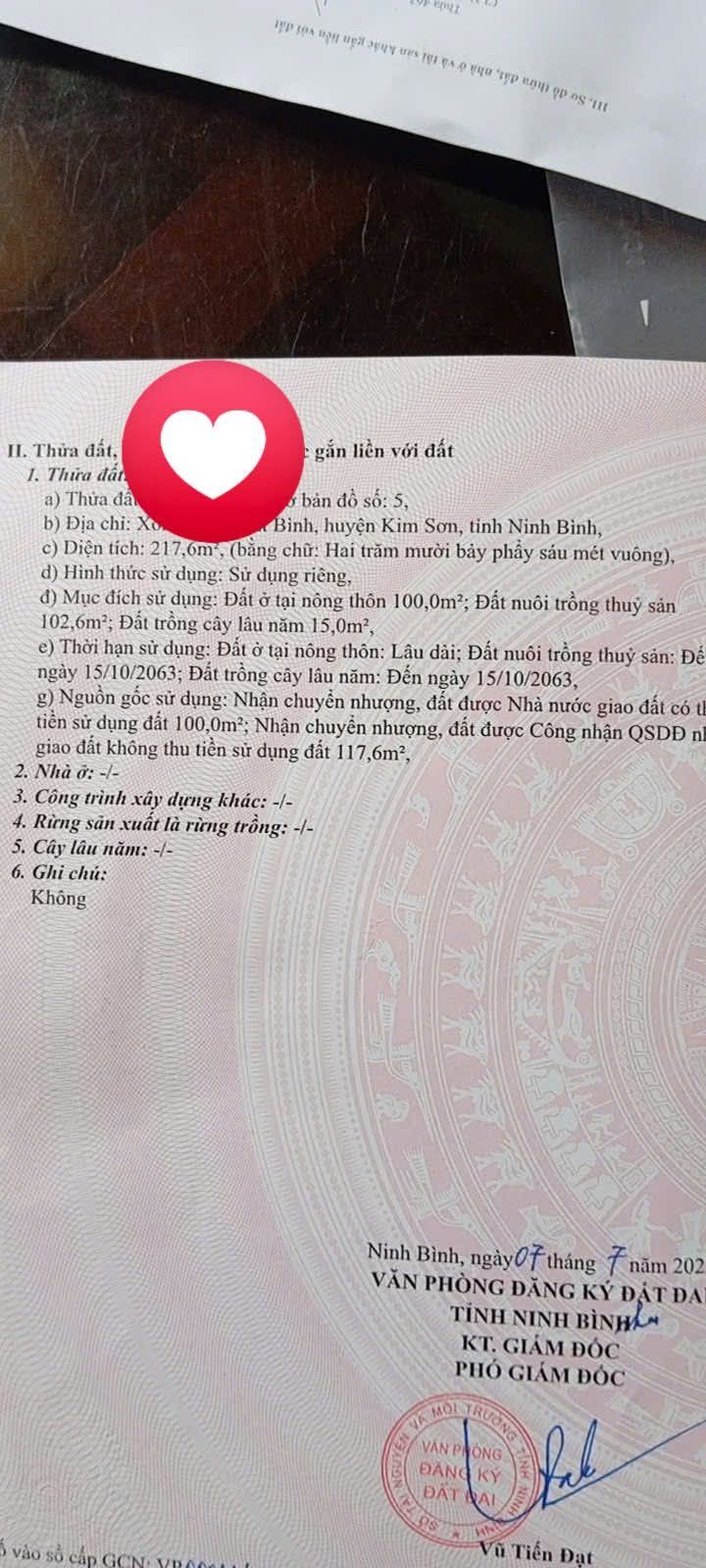 Đất nền Kim Sơn Ninh Bình 217m² - Đường thông, kinh doanh thuận lợi!